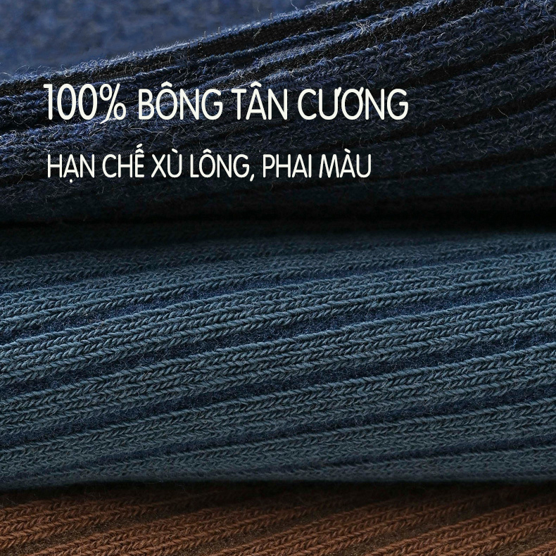 Tất Nam Cotton 100% Kháng Khuẩn Chống Mùi Hôi Thoáng Khí Cao Cấp PK538