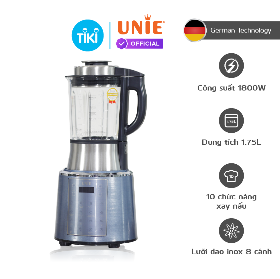 Máy làm sữa hạt xay nấu UNIE V6 công suất 1800W dung tích 1.75L - Hàng chính hãng