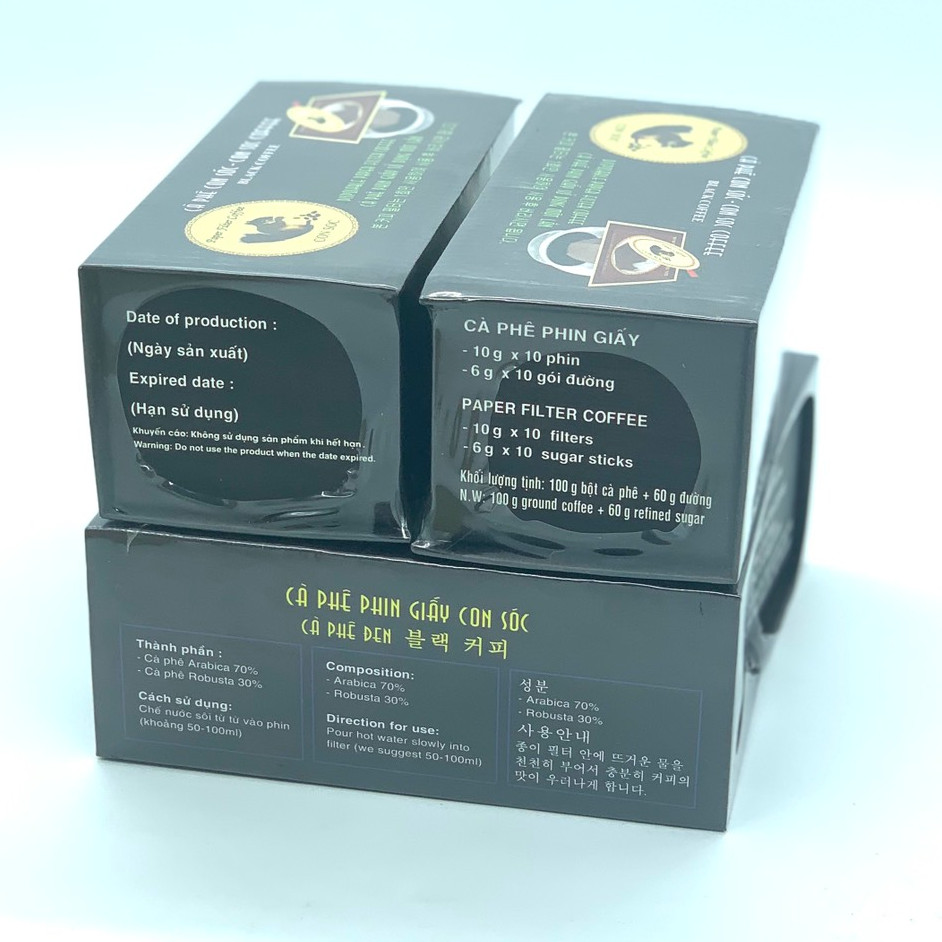 Cà phê con sóc phin lọc đơn màu đen - Combo 4 Hộp