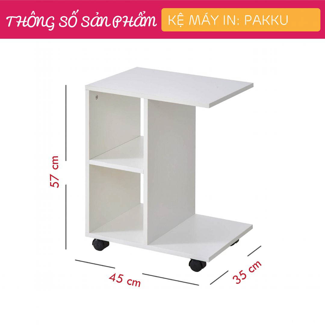 Kệ để máy in gỗ hiện đại SMLIFE Pakku  | Gỗ MDF dày 17mm chống ẩm | D45xR35xC57cm