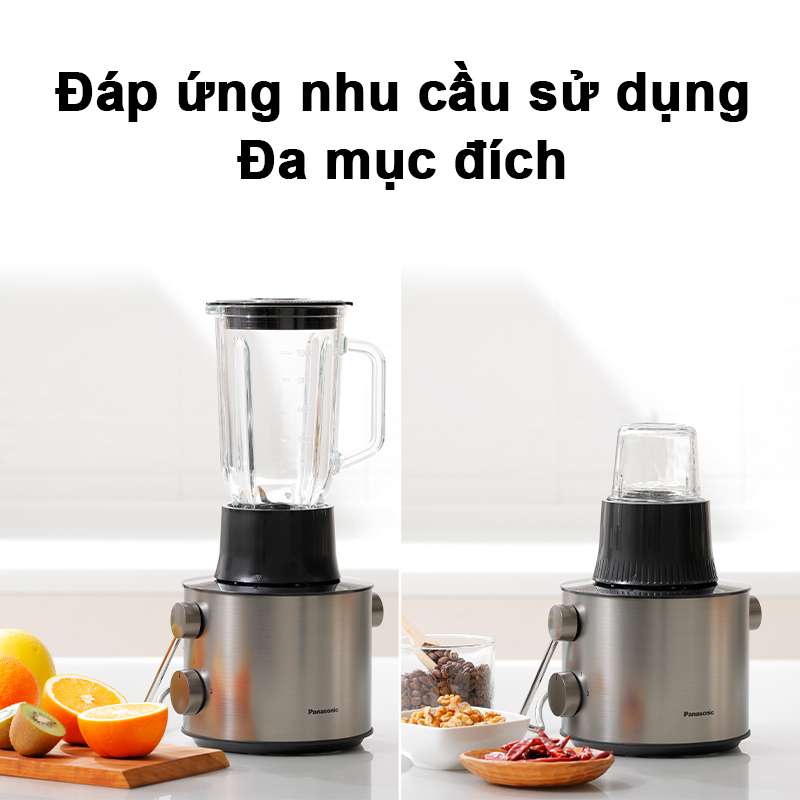 Máy ép trái cây đa năng Panasonic MJ-CB800SRA- Ép hiệu quả với mâm xay 100% kim loại - Công suất 1000W dung tích 2.0L - Kèm cối sinh tố cối xay khô - Hàng chính hãng