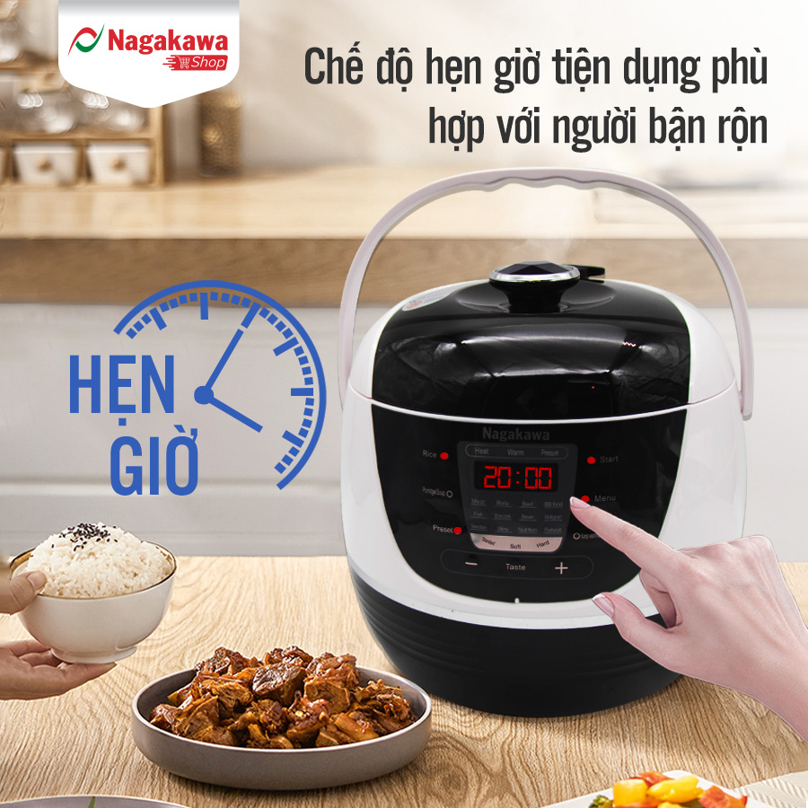 Nồi Áp Suất Điện Tử Nagakawa NAG0206 (6.0 Lít) - Hàng Chính Hãng