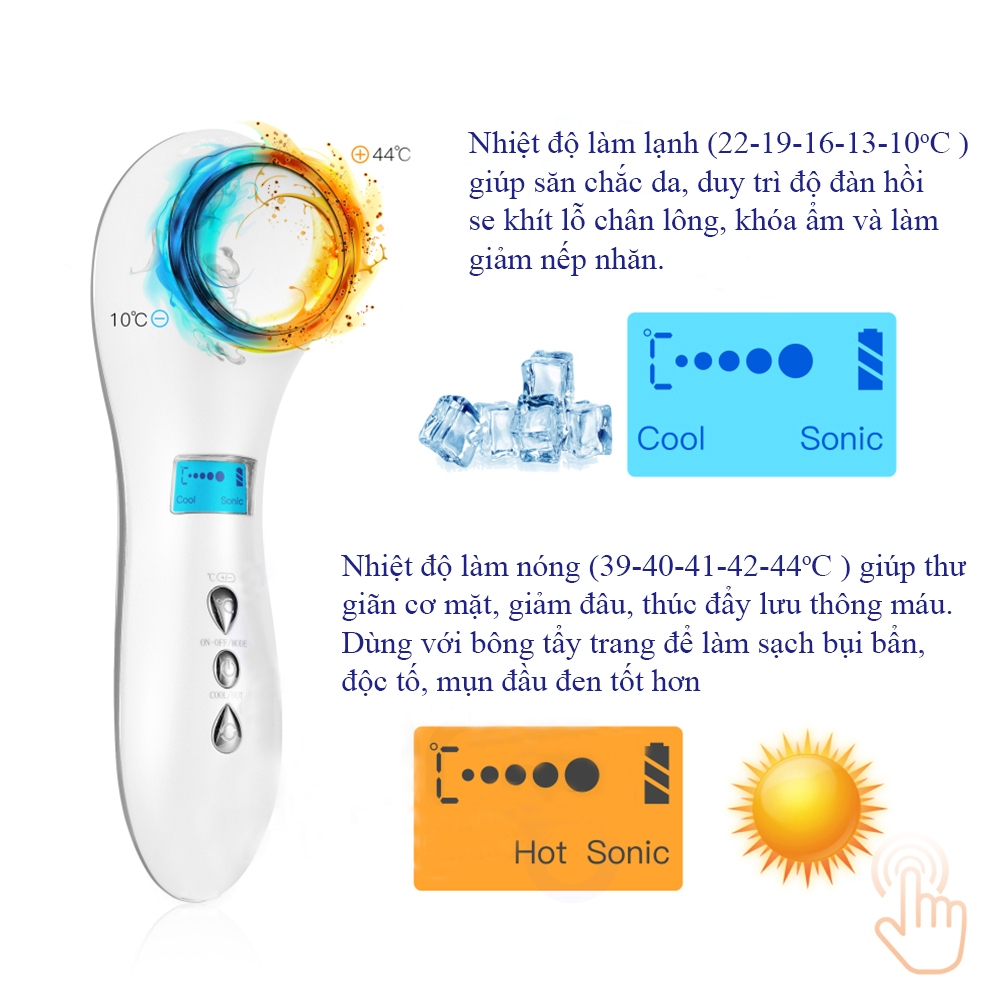 Máy Massage Mặt Nóng Lạnh JOOU V08 Trẻ Hóa RF Căng Bóng, Thu Nhỏ Lỗ Chân Lông làm sáng da- Hàng Chính Hãng