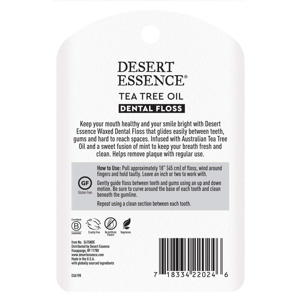 CUỘN 45m CHỈ NHA KHOA PHỦ TINH DẦU TRÀM TRÀ ÚC - SÁP ONG TỰ NHIÊN BẢO VỆ NƯỚU Desert Essence Tea Tree Oil Dental Floss