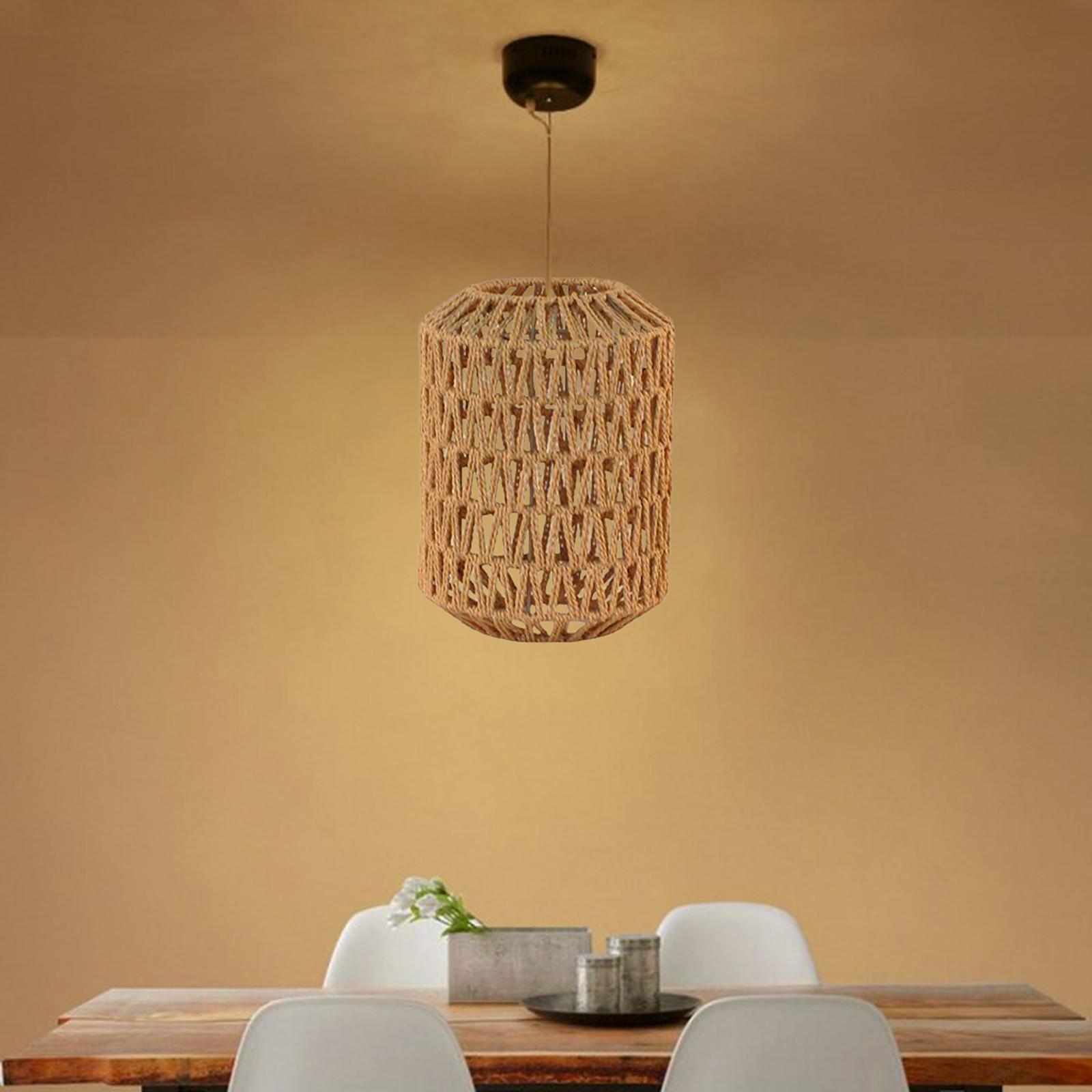 Woven Lamp Shade Woven Pendant Lampshade for Restaurant Teahouse Dining Room