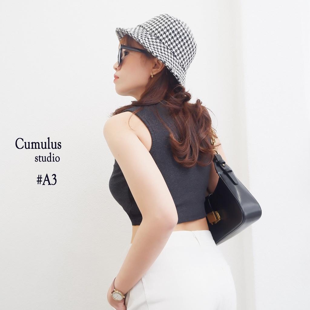 Áo croptop cổ lọ sát nách Cumulus chất thun gân A03