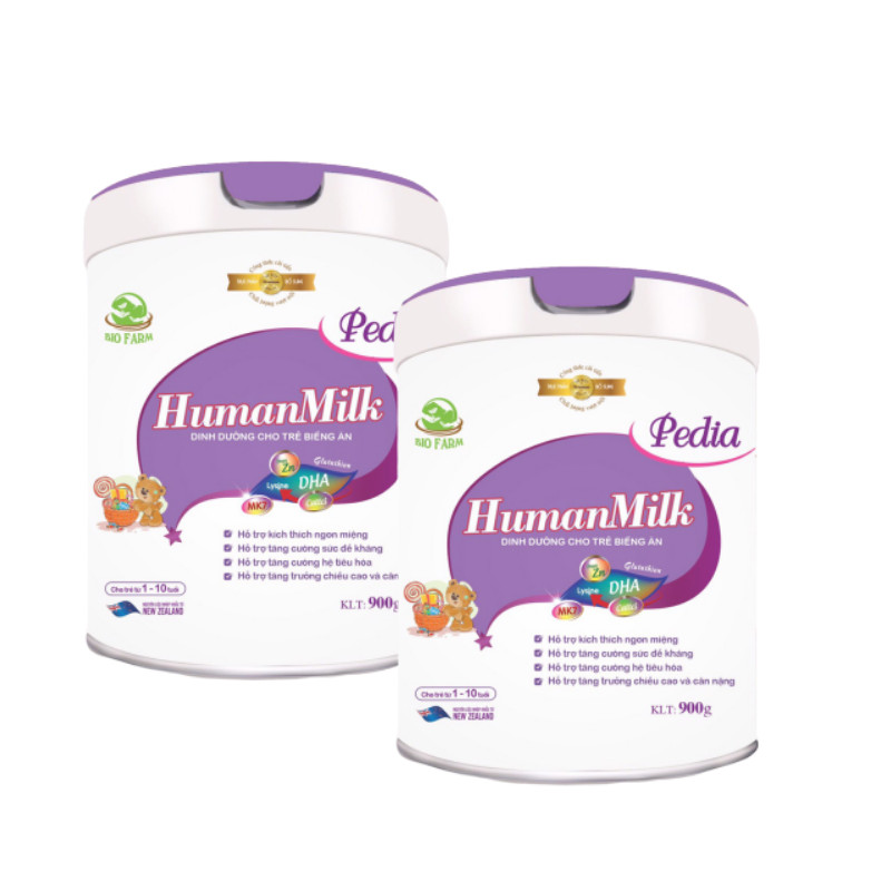 Combo 2 hộp sữa bột Humanmilk PEDIA 900gr dành cho trẻ biếng ăn (1-10 tuổi) - Tặng 1 bộ 3 thố sứ