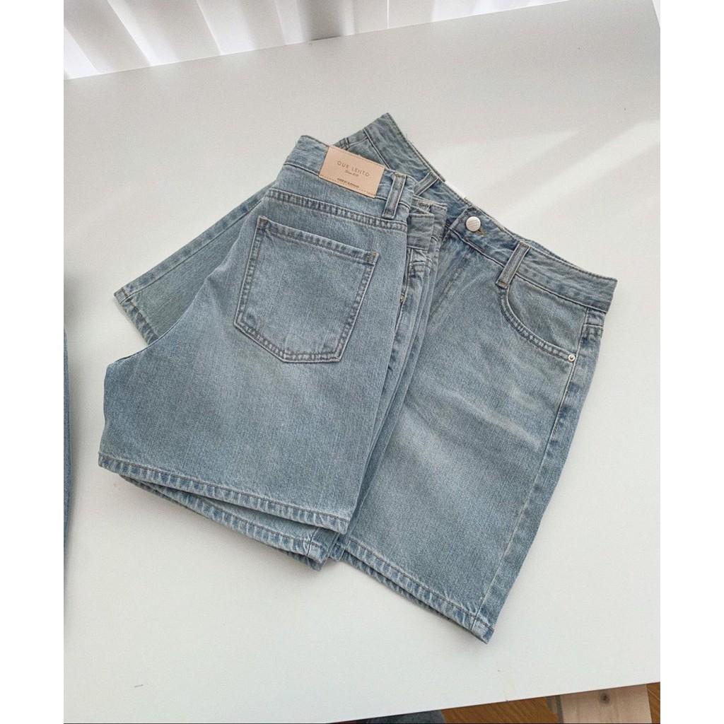 Quần Short Jean đùi ngố ống rộng lưng cao