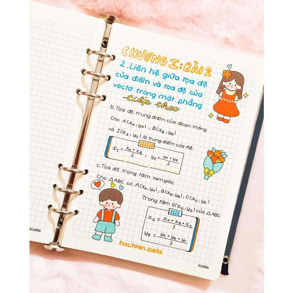 Sổ takenote toán 10, sổ tay ghi chép toán 10, sổ lò xo bìa trong Beta, sổ còng đóng Binder làm sổ planner bullet journal