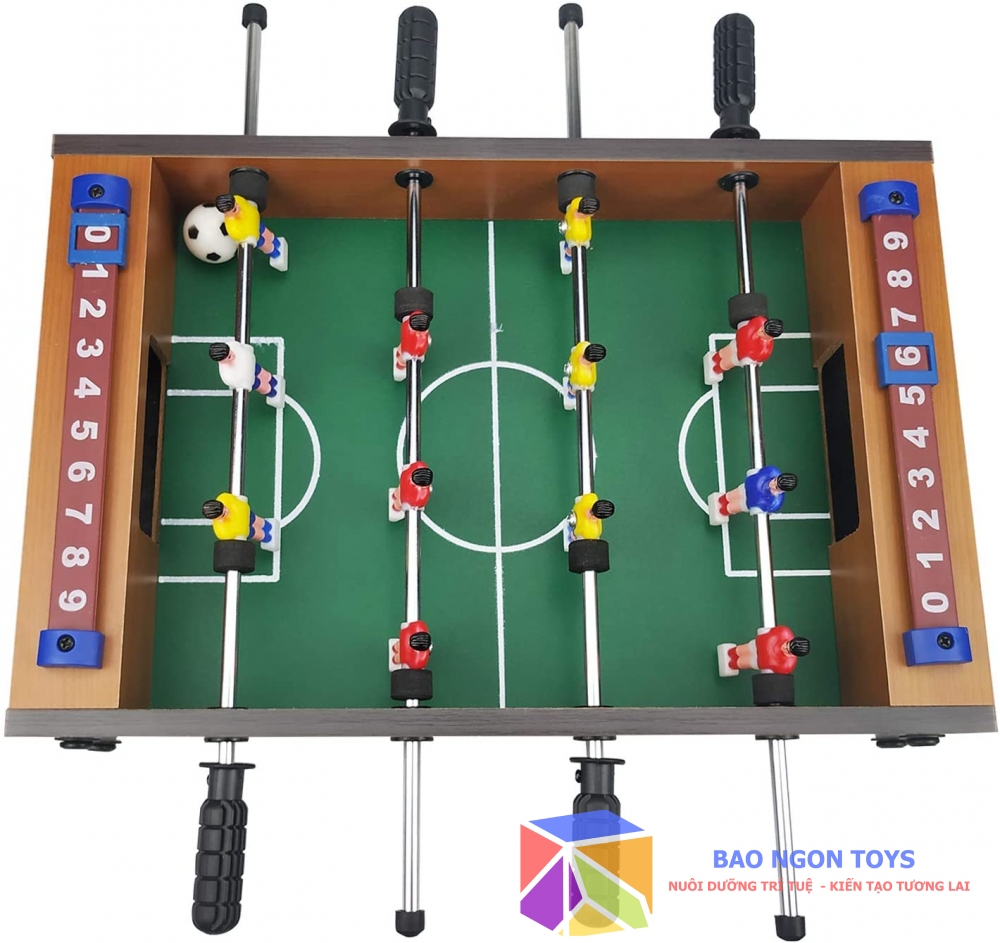 ĐỒ CHƠI BÀN BI LẮC BÓNG ĐÁ TABLE TOP FOOTBALL, BÀN ĐÁ BANH BẰNG GỖ 4 TAY CẦM CÓ CHÂN CHO BÉ