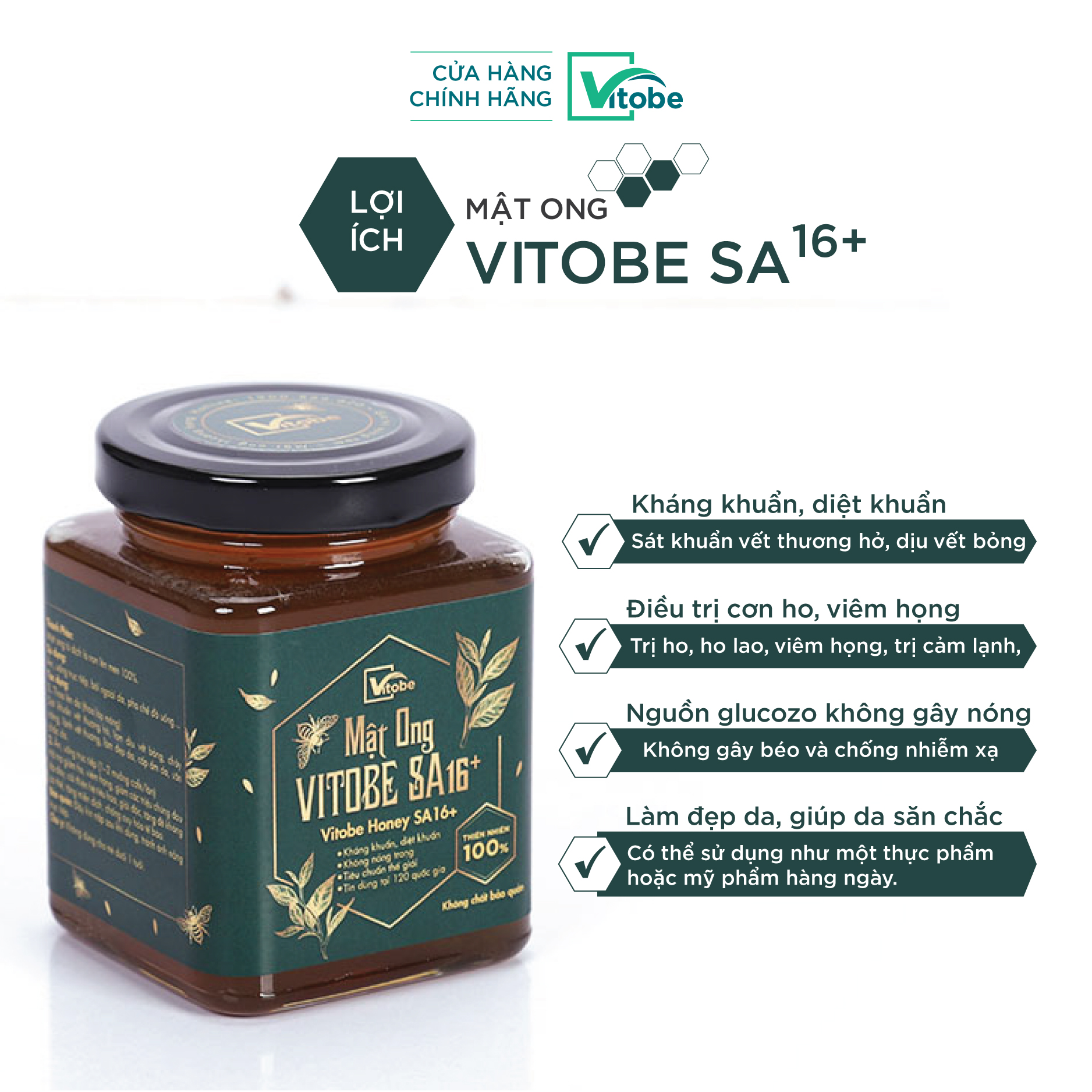 Siêu Mật Ong Vitobe SA - 300g ( Organic 100%) Vượt qua mọi giới hạn của mật ong thường