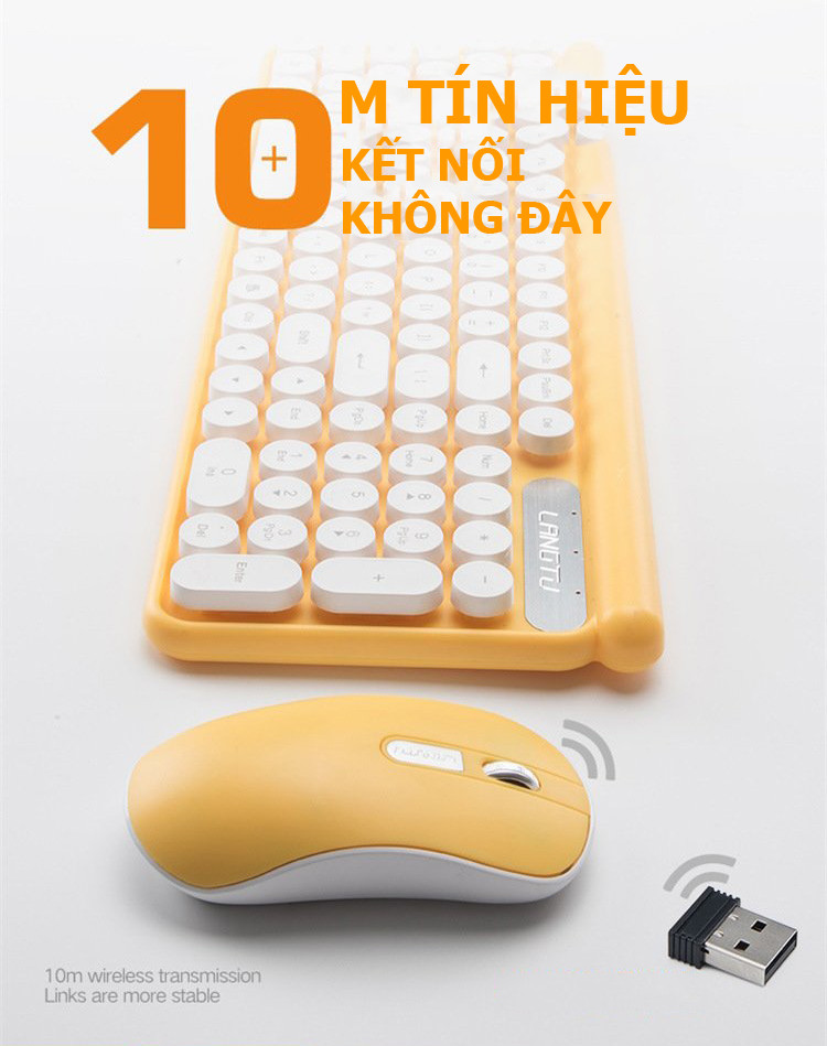 LANGTU LT400 Combo bộ bàn phím chuột không dây sạc pin dùng cho văn vòng, pc, laptop, tivi - Hàng Chính Hãng