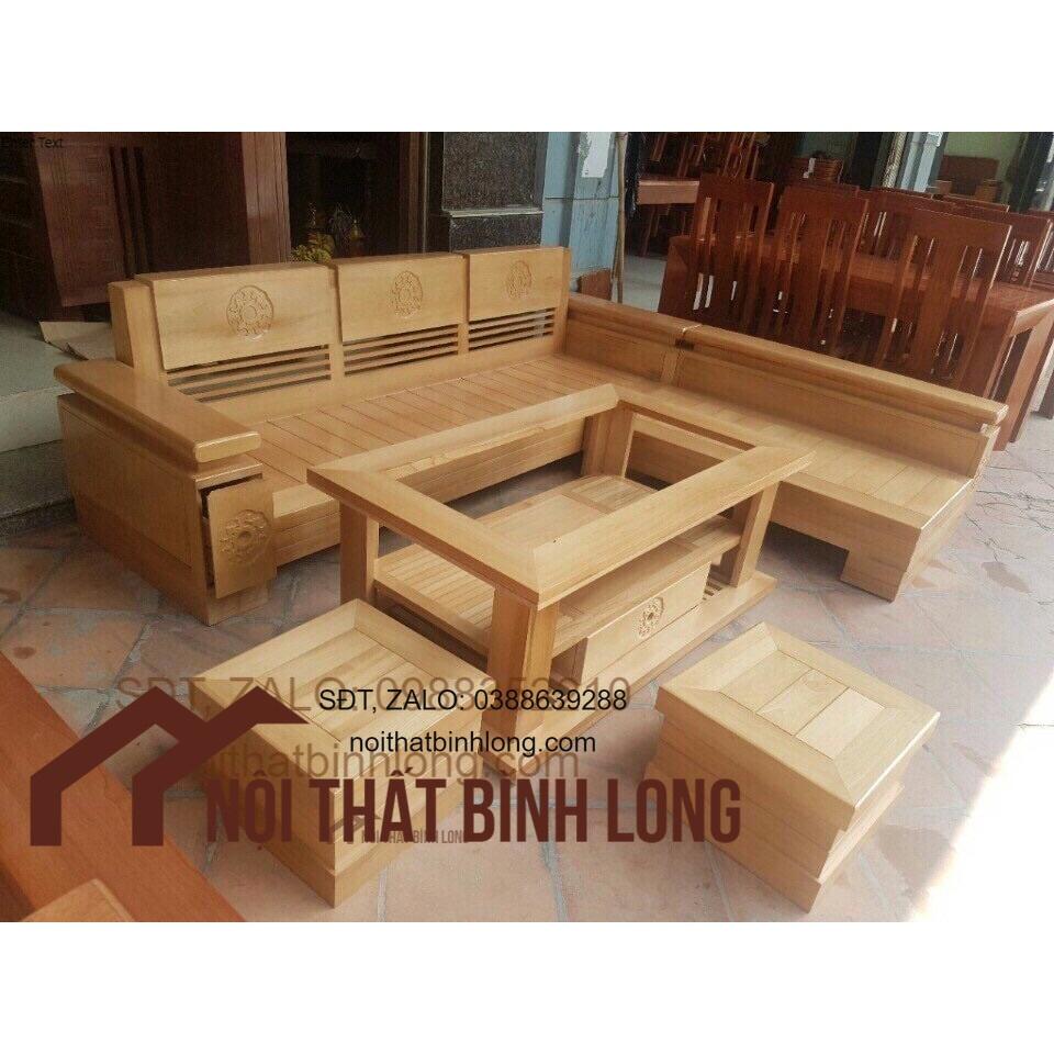 Bộ bàn ghế góc phòng khách gỗ sồi Nga giá thật