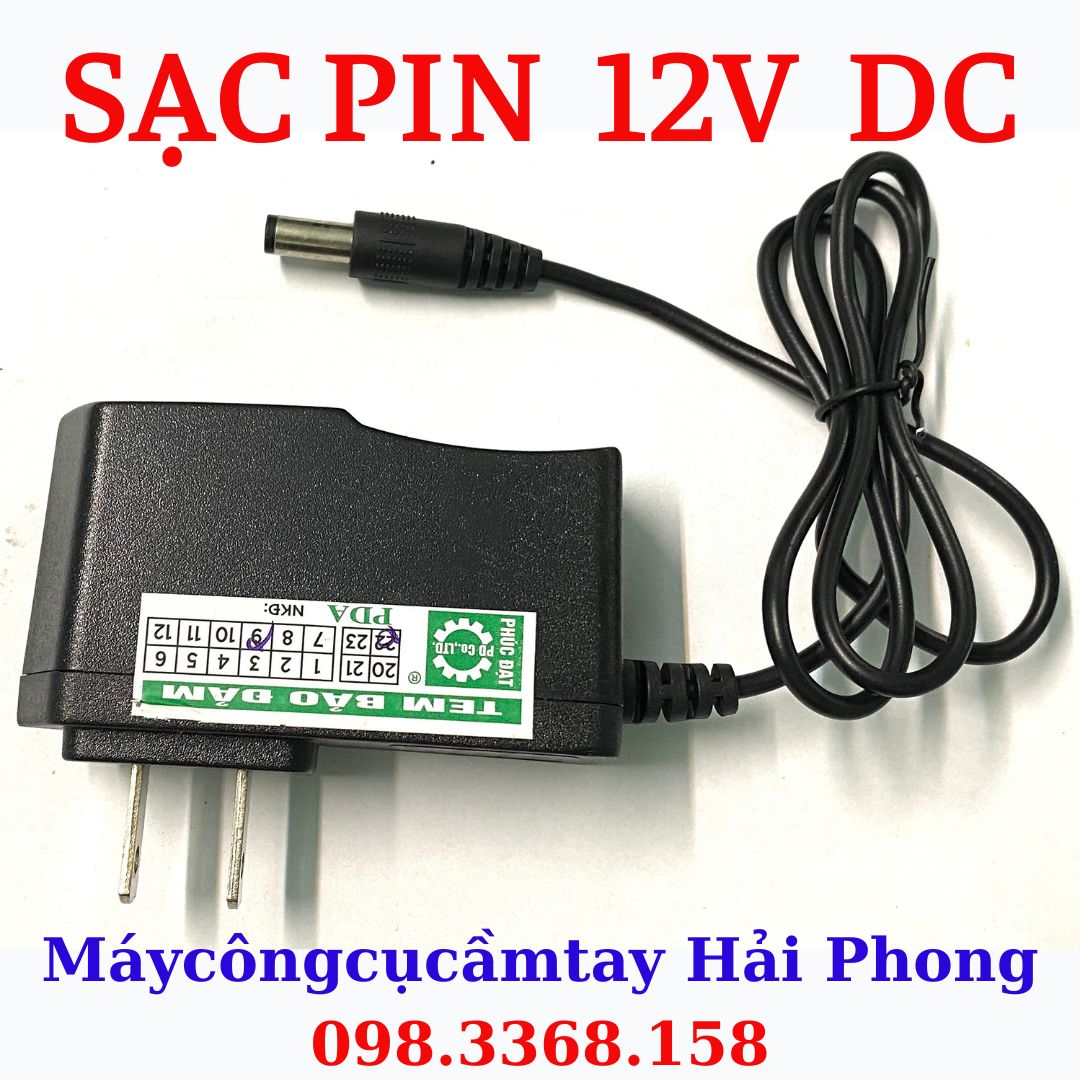 Sạc Pin 12V - 1A cho Pin máy khoan, mài ,. . Chân GIẮC GHIM F 6 mm