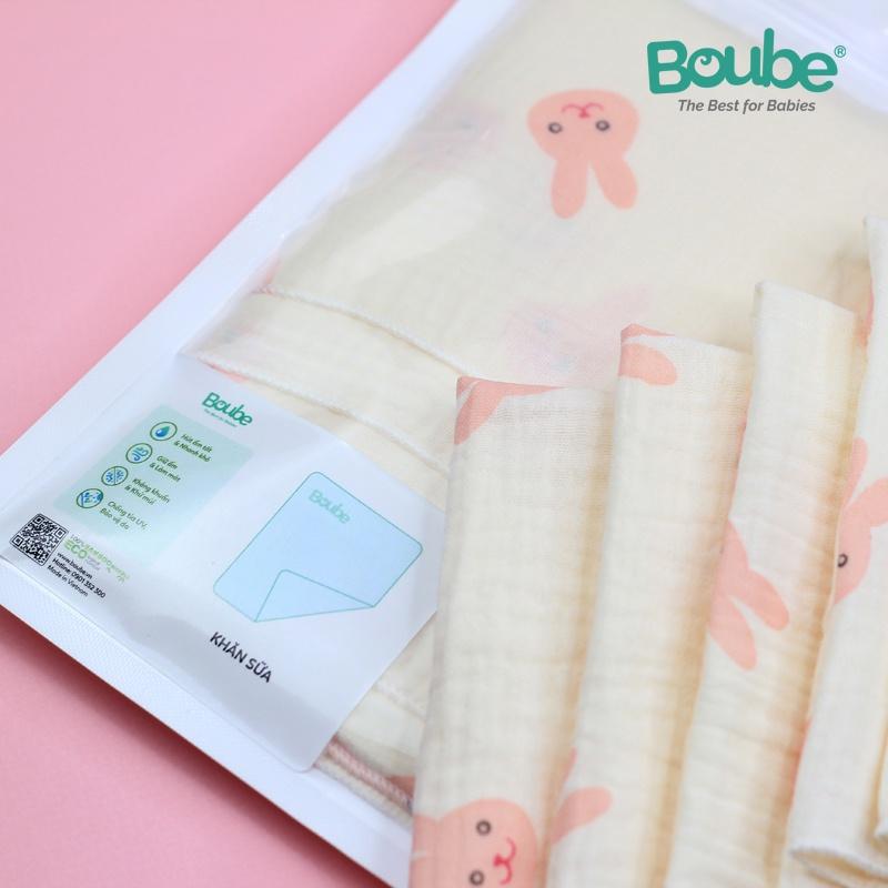 Set 5 khăn xô, khăn sữa cho trẻ sơ sinh và trẻ nhỏ Boube - Chất liệu cotton tự nhiên,mềm mịn, hút ẩm tốt, an toàn cho bé