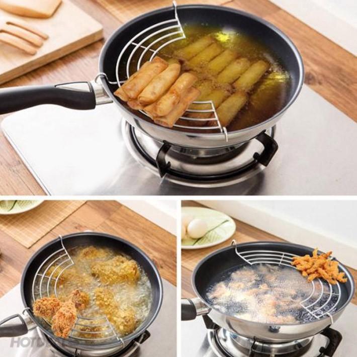 GD492 Vỉ gác chảo chiên rán dầu mỡ loại dày bằng inox cỡ 24 -26-28-30cm