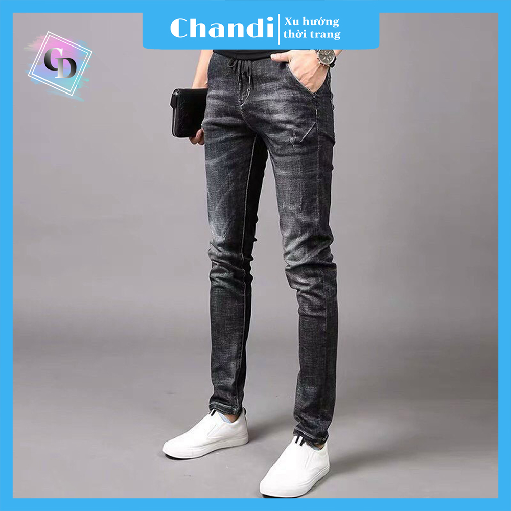 Quần Jean Nam Xám Đen cao cấp thương hiệu Chandi, phong cách tôn dáng nam tính chất jean AA3