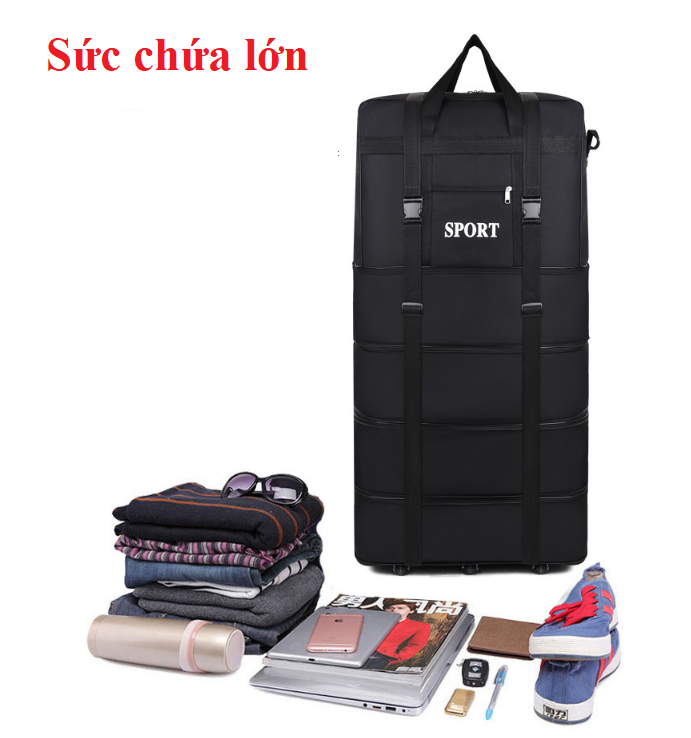 Vali Hành Lý Ký Gửi dạng kéo đeo vai quai xách Super X Bagage Carrier 6 bánh xe 105x50x30cm (Size 40inch)