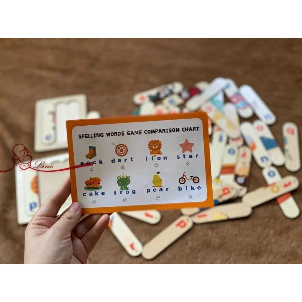 Đồ chơi thông minh cho bé Montessori bộ xếp hình 96 que gỗ học tiếng Anh hiệu quả ETOYS, ghép hình que kem