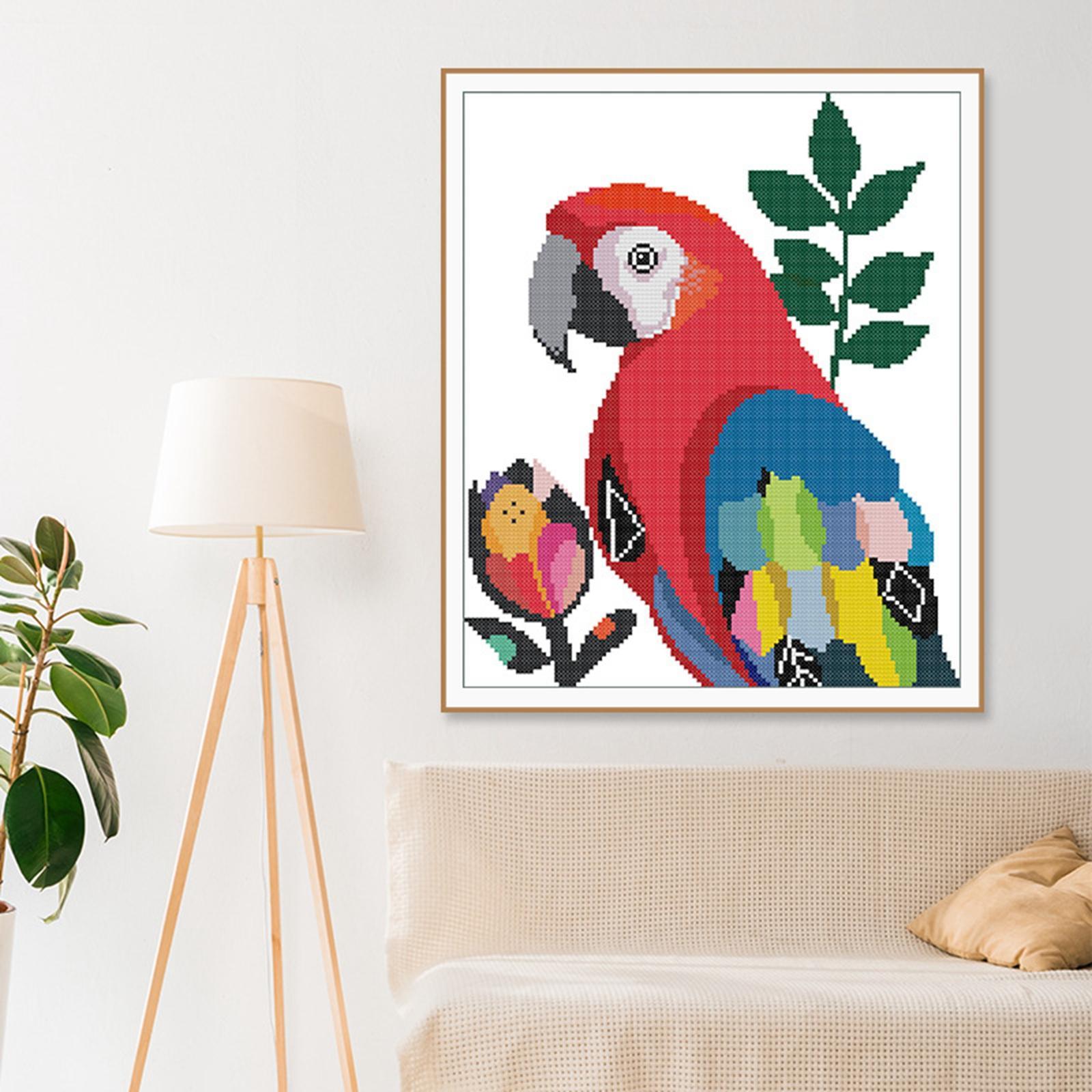 Stamped Parrot Cross Stitch Kits Beginners Full Range of Embroidery Starter Kits for Adults Printed Cross Stitching DIY kit