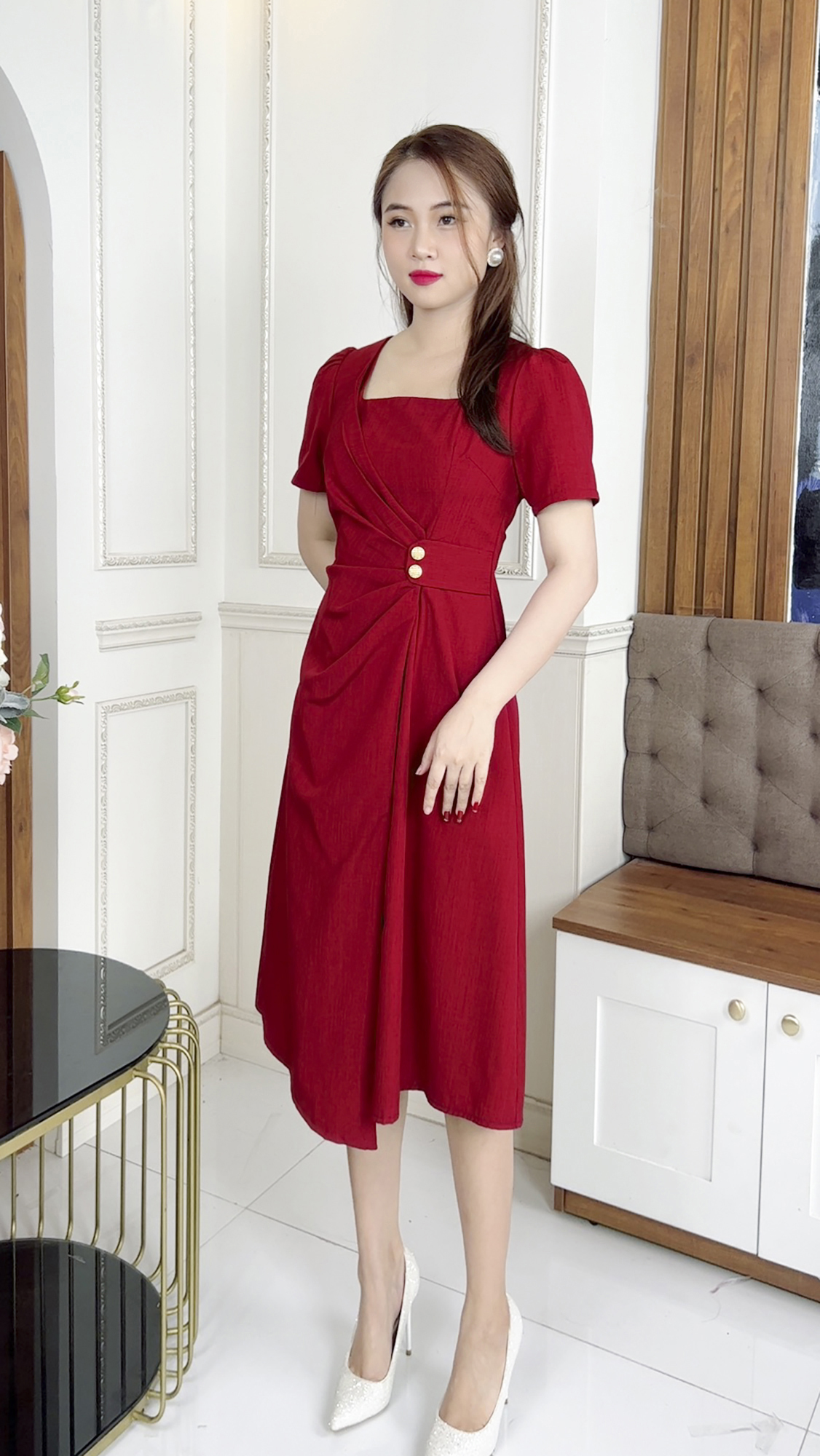 Đầm Quý Bà [ Linh Trà ] (TM 424) Cao Cấp Trang Nhã Thanh Lịch Quý Phái Sang Trọng Đi Làm Đi Tiệc