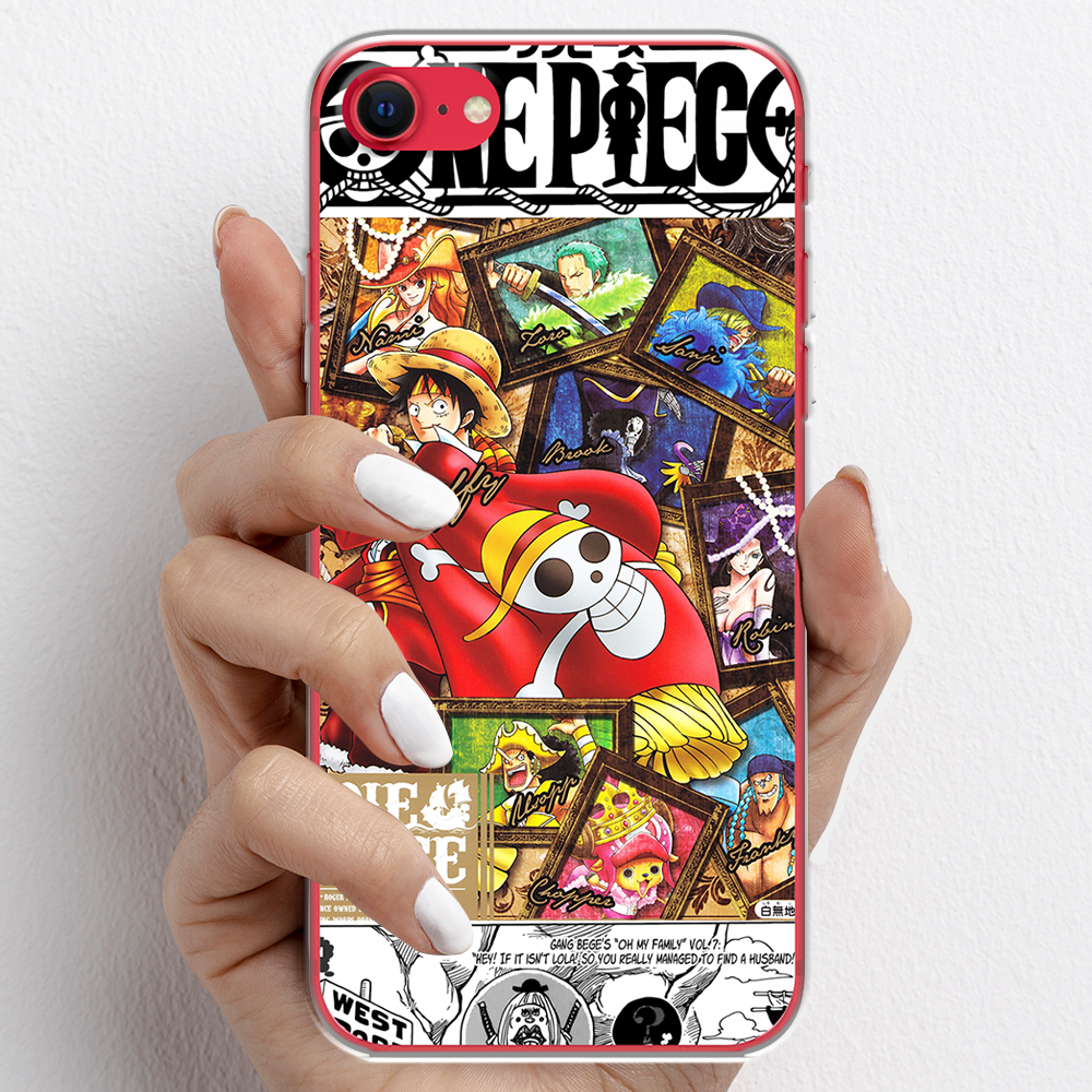 Ốp lưng cho iPhone SE  nhựa TPU mẫu One Piece cờ đỏ