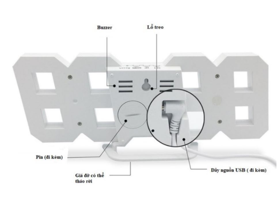 Đồng hồ LED LAYDIA hiện đại đa chức năng trang trí nhà cửa, quán cafe.