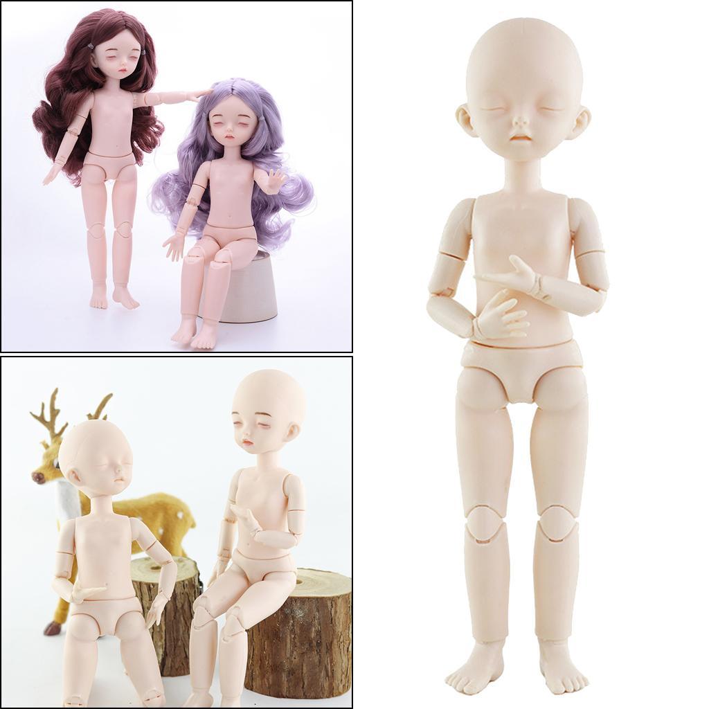 White Skin 1/6 Jointed Ball Dolls BJD Doll Body with Sleep Eyes with Head Part