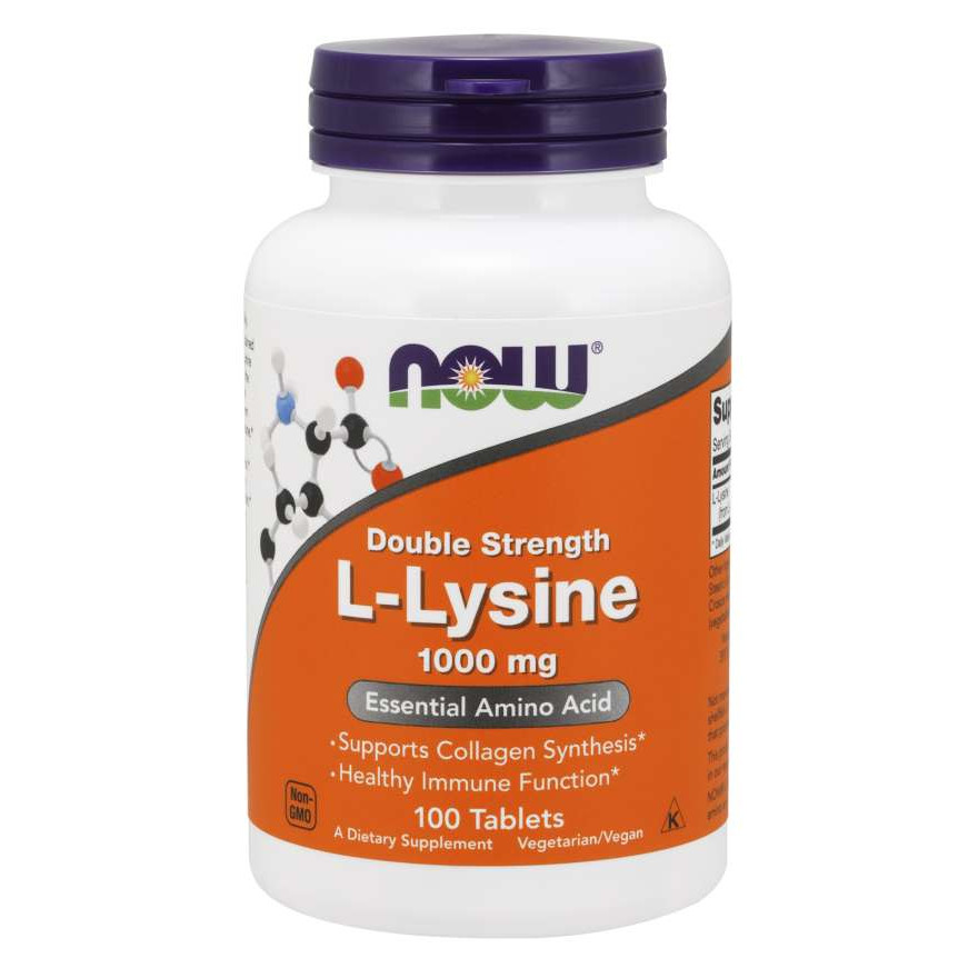 Thực Phẩm Bảo Vệ Sức Khỏe Phòng Ngừa Mụn Ngoài Da, Mụn Do Nội Tiết Tố NOW L-Lysine - Double Strength 1000 mg (100 Viên nén) 
