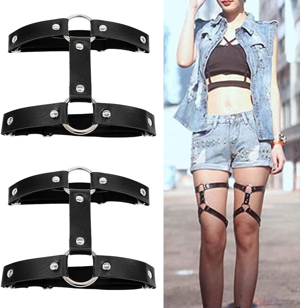 2 Chiếc Thun Da Chân Dây Đôi Hàng Sọc Punk Dây Dây Rút Tạo Vòng Cho Nữ Cô Gái Đen