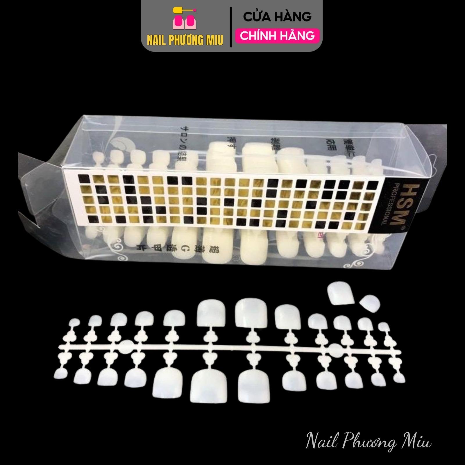 Vỉ Móng Úp Chân HSM 504 Móng, Nhựa Dẻo Siêu Bám Keo, Phom Vuông Chuẩn, Bền, Phụ Kiện Hoàn Hảo Cho Làm Nail Phương Miu