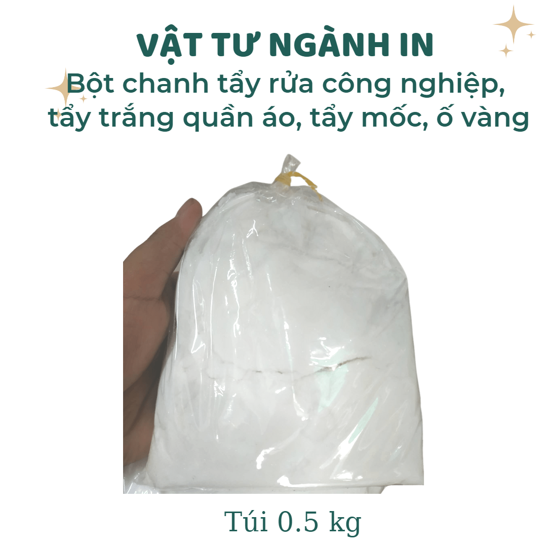 Bột chanh Oxalic tẩy rửa công nghiệp, tẩy vết dầu, rỉ sét, ố vàng trên vải dùng trong giặt ủi, quần áo