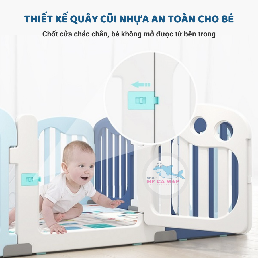 Quây cũi nhựa cao 65cm tặng THẢM DÀY và 100 BÓNG, quây bóng nhựa an tâm cho bố mẹ