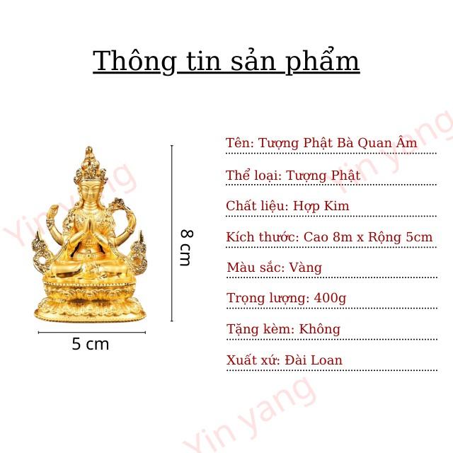 Tượng Phật Mini Mật Tông - Tượng Phật Bà Quan Âm Ngồi Tứ Thủ