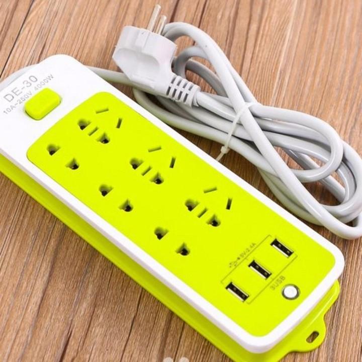 Ổ Cắm Điện Đa Năng Thông Minh Chống Giật 6 Lỗ Kèm 3 Cổng Usb Tiện Dụng - Hàng Chất Lượng