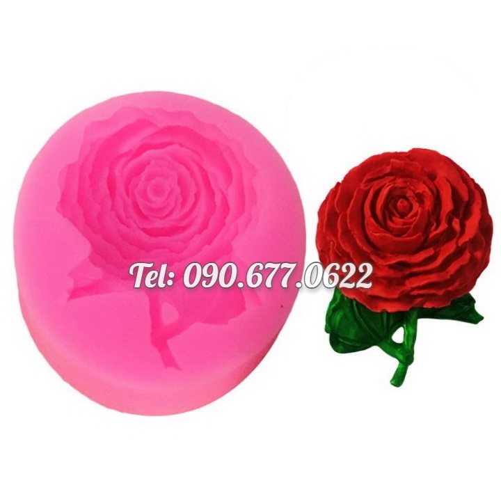 Khuôn silicone làm rau câu hoa hồng cành loại 8 cm - Mã số 1442