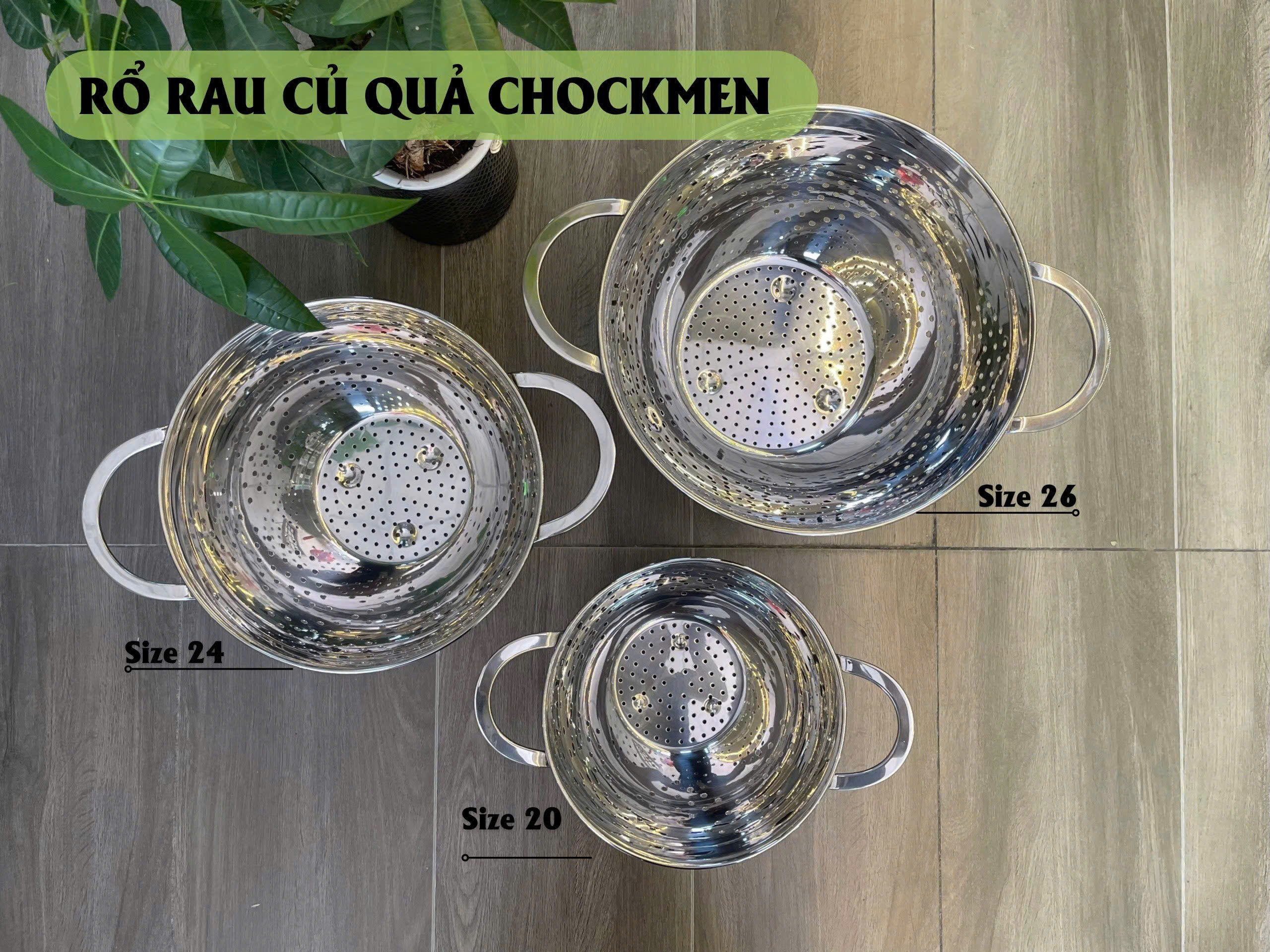 [Hàng chính hãng] Rổ rau củ quả inox Chockmen (28cm-CKM674/ 24cm-CKM673/ 20cm-CKM672)
