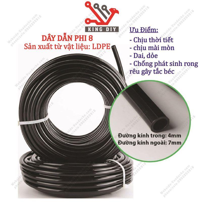 Dây phun sương , dẫn nước 8mm giá 1 mét nhựa nguyên sinh , tưới cây , tưới rau , tưới lan