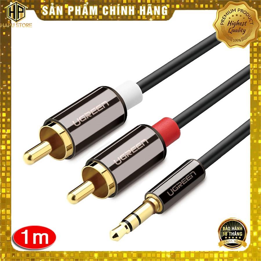 Ugreen 10749 - Cáp âm thanh 3.5mm to 2 RCA dài 1m cao cấp-Hàng Chính Hãng