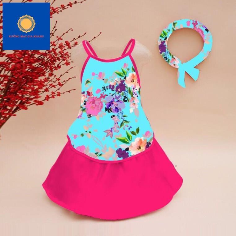 Áo yếm + váy + mấn cùng tông, phi lụa in họa dành cho bé gái - Quần áo trẻ em - GiaKhang .