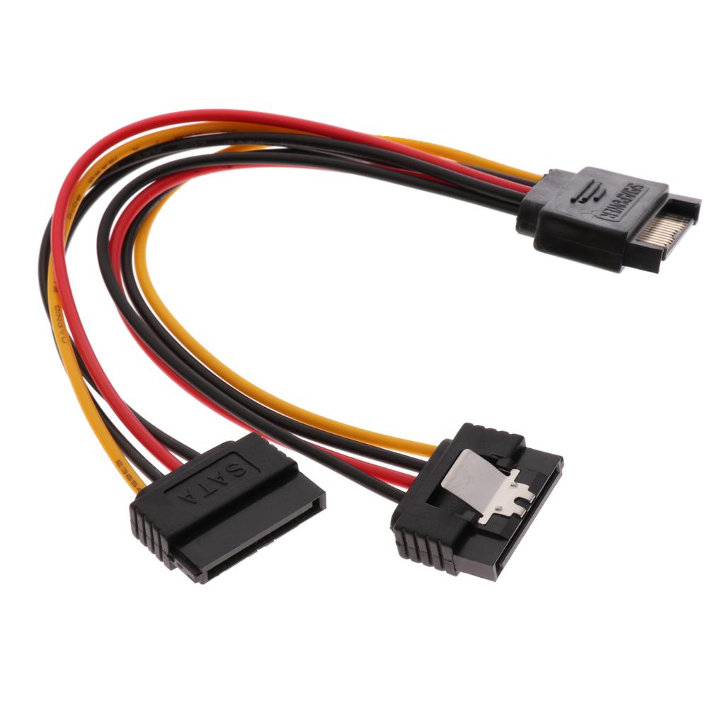 SATA Power Cable SATA 15 Pin Male to 2x Female Splitter Cables Cord