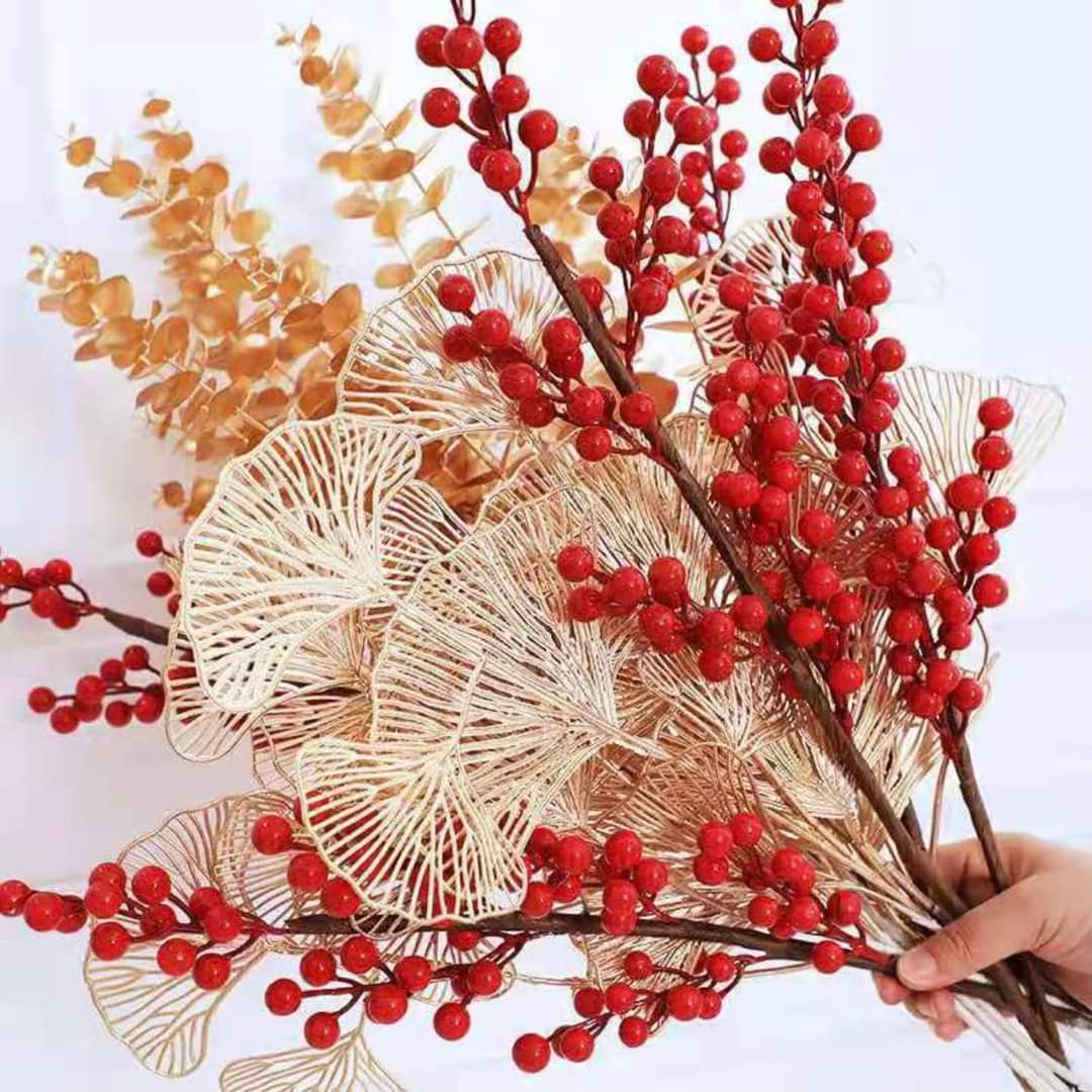 Cành Đào Đông URSPACE Đỏ giả cao cấp, trang trí nhà cửa, văn phòng, decor