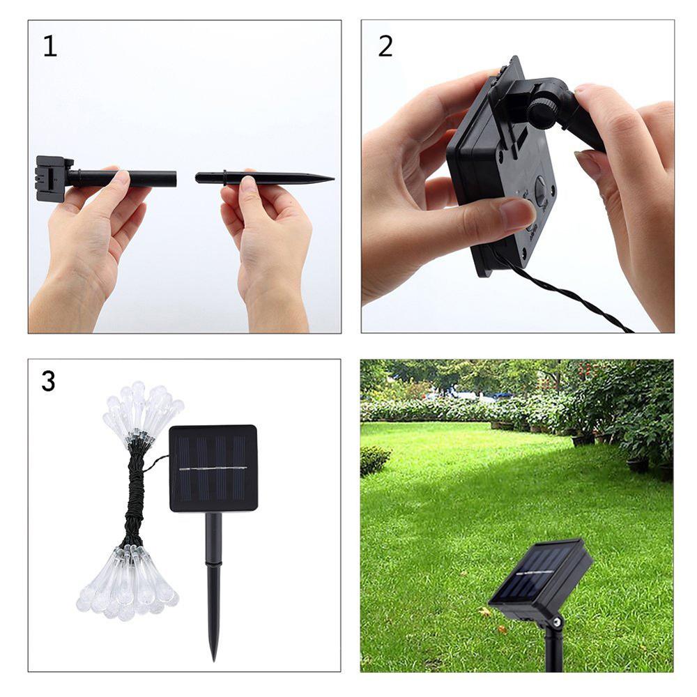 BZ965 4.85M 20 Bulbs 8 Models Solar Water Drop Waterproof Chargeable Clear Outdoor Decoration Festoon Party Garden Yard Fence Lamp Holiday String Lights