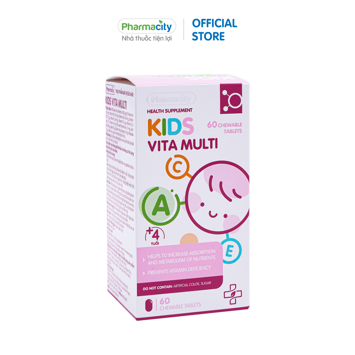Viên nhai hỗ trợ bổ sung vitamin và khoáng chất cho trẻ em Pharmacity Kids Vita Multi (Hộp 60 viên)