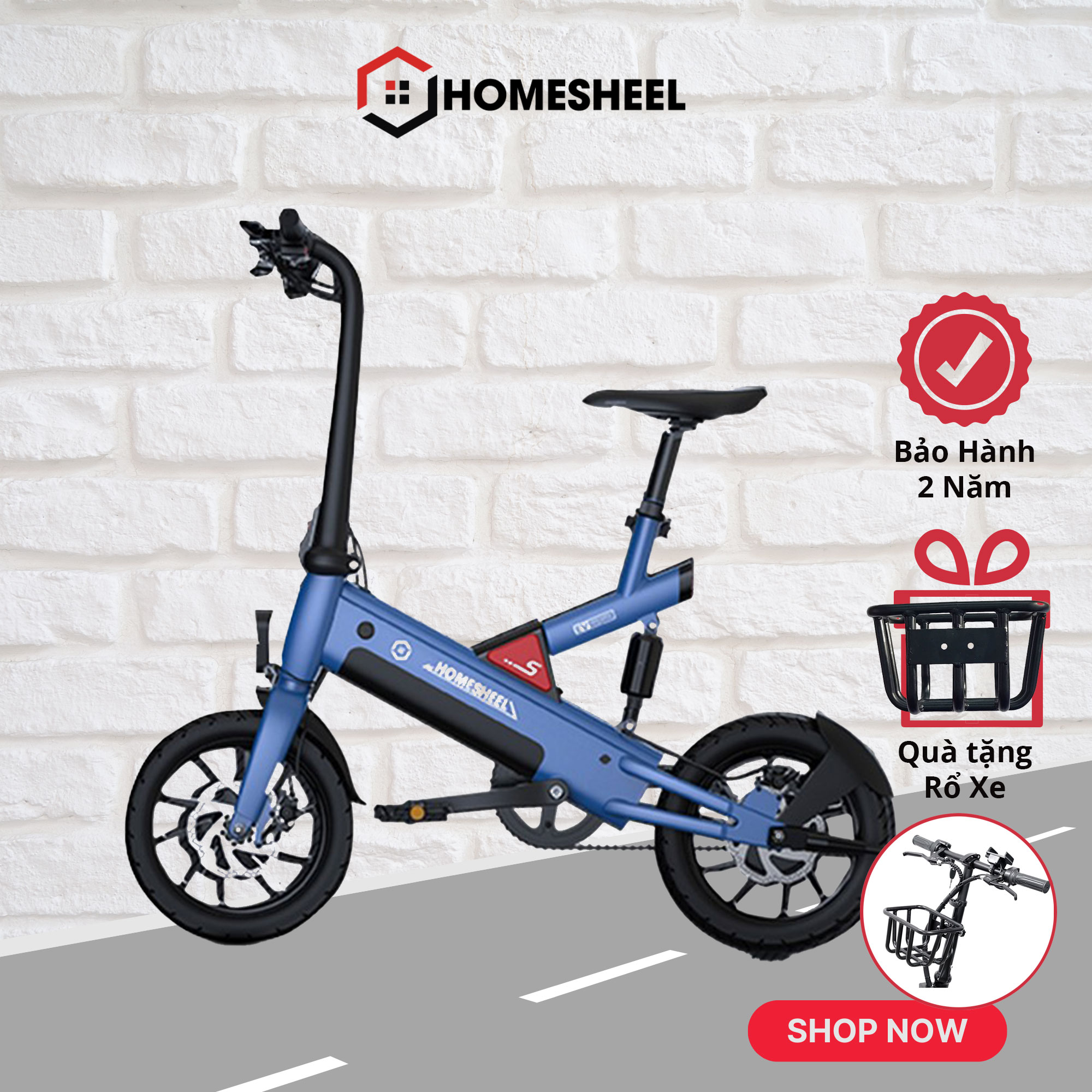 Xe điện gấp gọn độc nhất và thông minh Homesheel T6_ 10AH MÀU XANH DƯƠNG