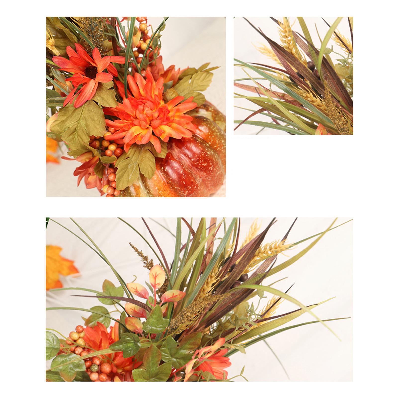 Artificial Pumpkin with Flowers Floral Arrangement for Tabletop Decoration