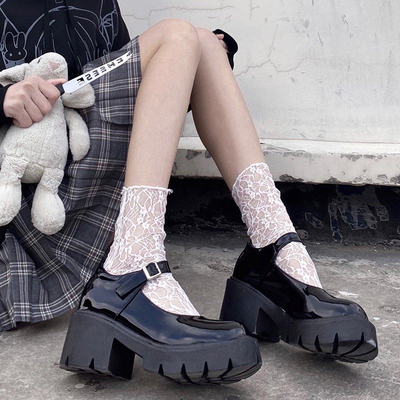 Tất ren nhún cổ chân thêu hoa, phong cách Lolita JK cá tính, thoáng mát mùa hè