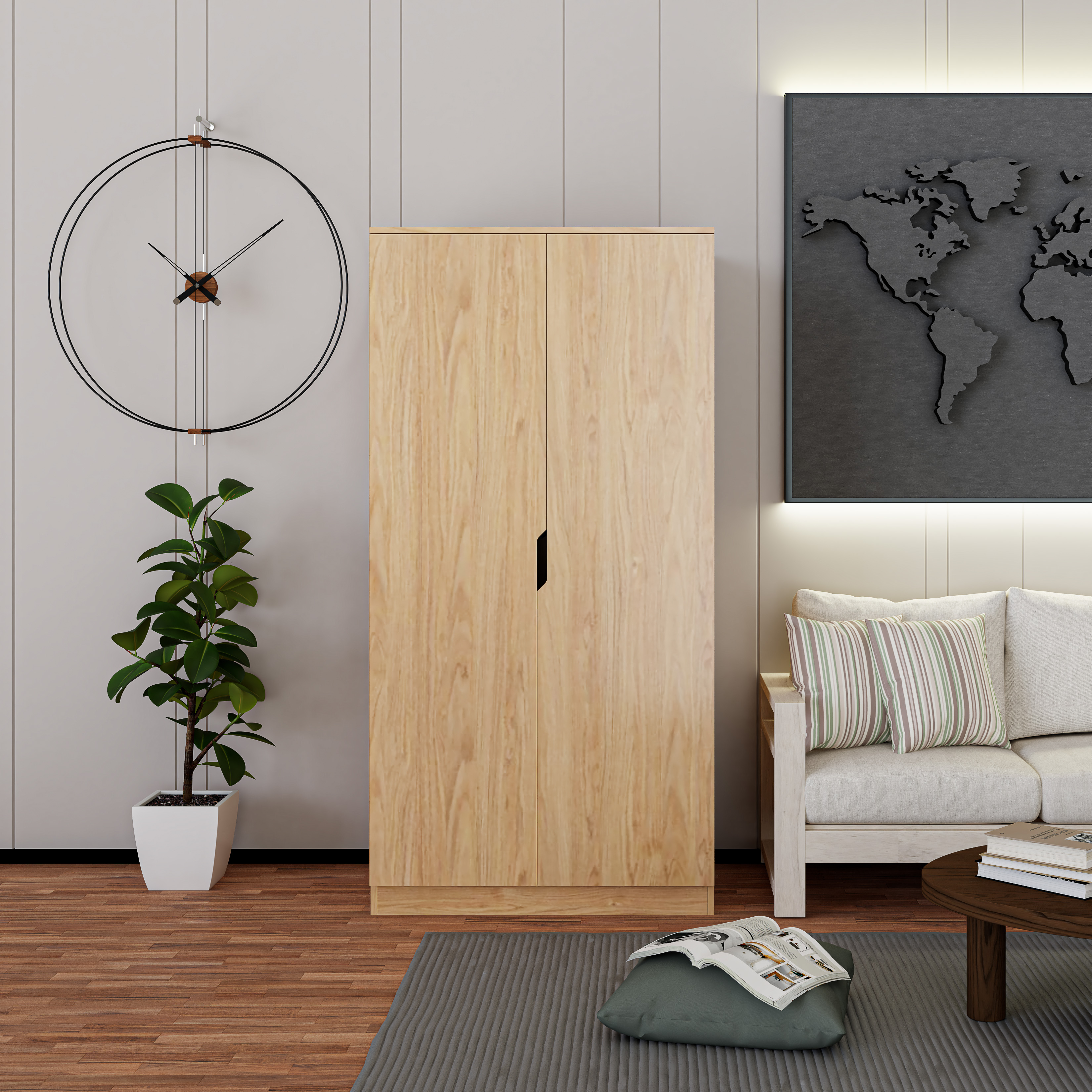 [Happy Home Furniture] DASH, Tủ lưu trữ cửa mở - 2 ngăn kéo,  90cm x 58cm x 180cm ( DxRxC), TCM_022
