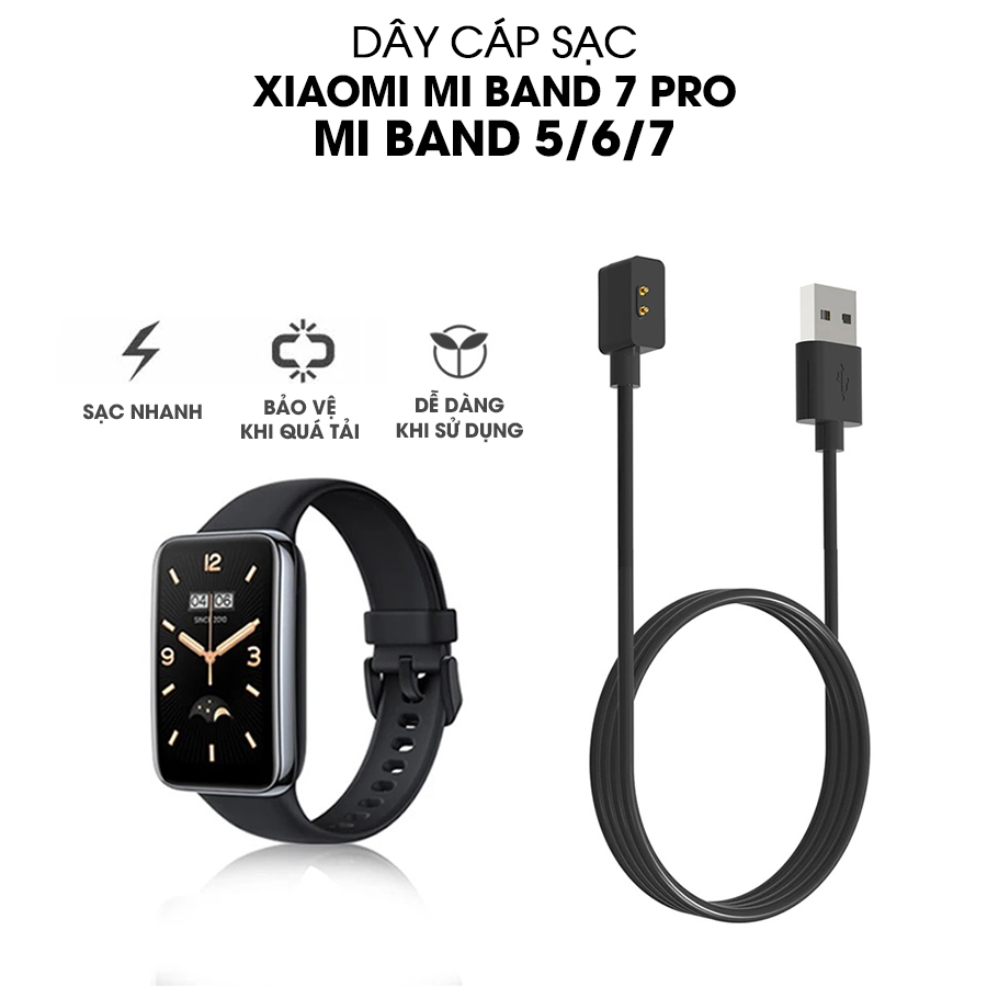 Dây Cáp Sạc Dành Cho Đồng Hồ Vòng Đeo Tay Thông Minh Xiaomi Miband 7 Pro Band 7 / Band 6 / Band 6 dài 1m Handtown - Hàng Chính Hãng