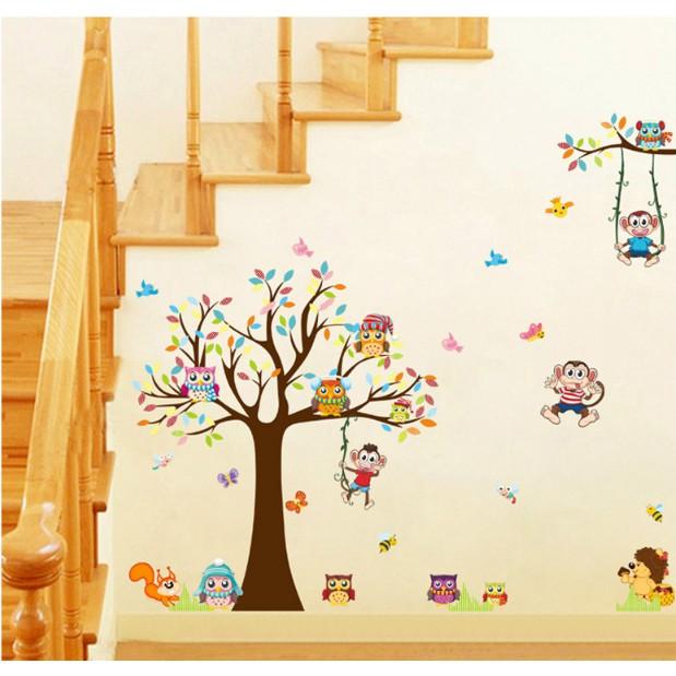 Decal trang trí Vườn Cú Mèo sắc màu A.H